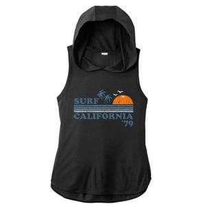 Surf California Beach Retro Sunset Surf 70s Ladies PosiCharge Tri-Blend Wicking Draft Hoodie Tank