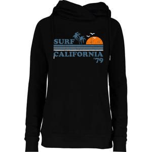 Surf California Beach Retro Sunset Surf 70s Womens Funnel Neck Pullover Hood