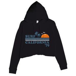 Surf California Beach Retro Sunset Surf 70s Crop Fleece Hoodie