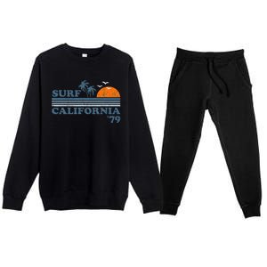 Surf California Beach Retro Sunset Surf 70s Premium Crewneck Sweatsuit Set