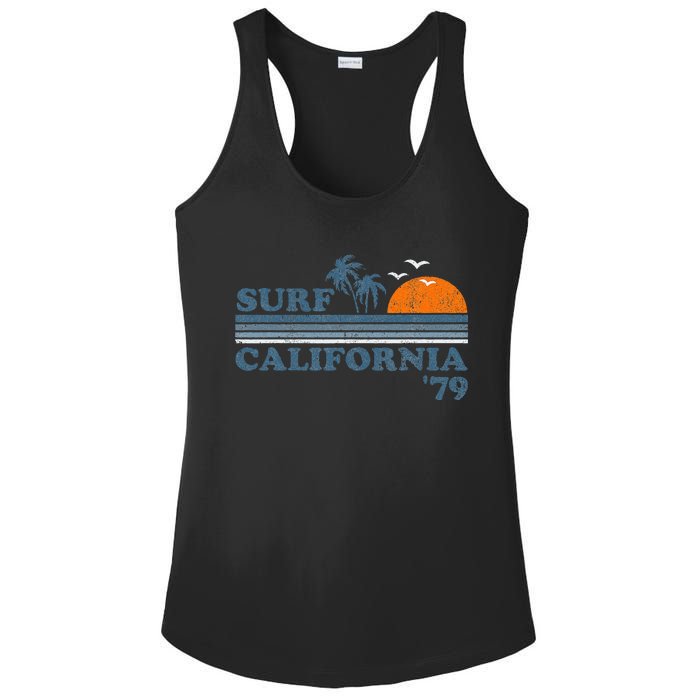 Surf California Beach Retro Sunset Surf 70s Ladies PosiCharge Competitor Racerback Tank