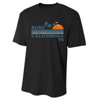 Surf California Beach Retro Sunset Surf 70s Performance Sprint T-Shirt