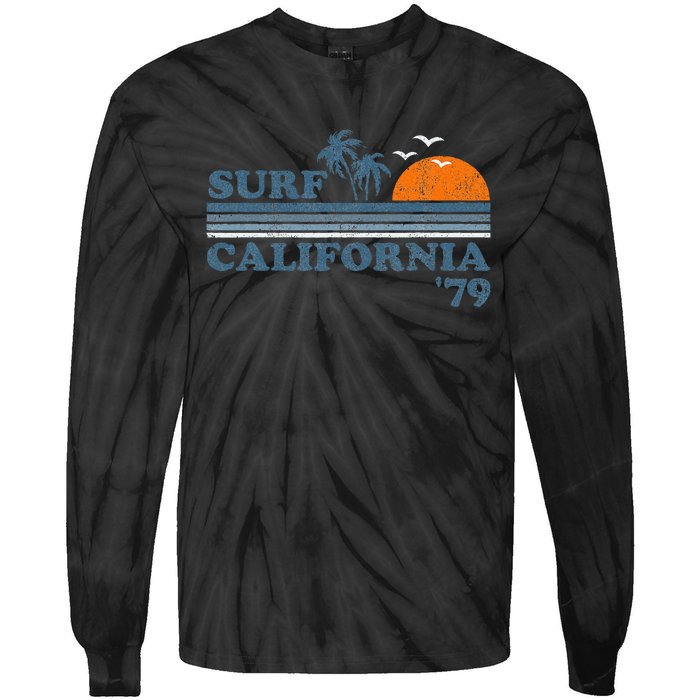 Surf California Beach Retro Sunset Surf 70s Tie-Dye Long Sleeve Shirt