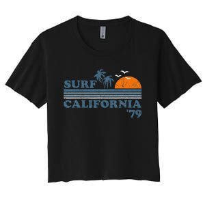 Surf California Beach Retro Sunset Surf 70s Women's Crop Top Tee