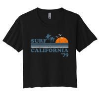 Surf California Beach Retro Sunset Surf 70s Women's Crop Top Tee