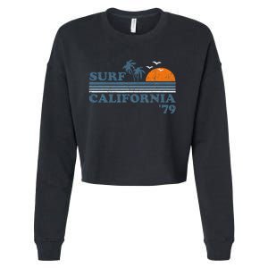 Surf California Beach Retro Sunset Surf 70s Cropped Pullover Crew