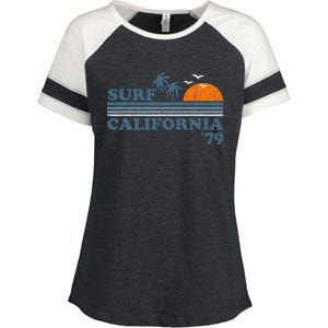 Surf California Beach Retro Sunset Surf 70s Enza Ladies Jersey Colorblock Tee