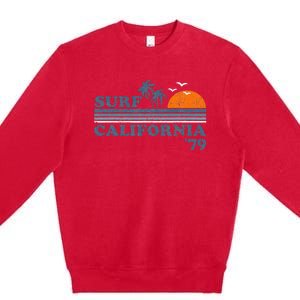 Surf California Beach Retro Sunset Surf 70s Premium Crewneck Sweatshirt