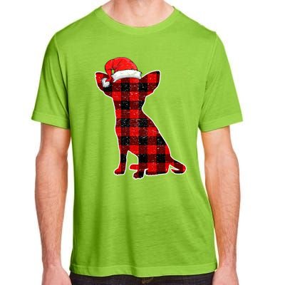 Santa Chihuahua Buffalo Plaid Gift Merry Christmas Dog Gift Adult ChromaSoft Performance T-Shirt