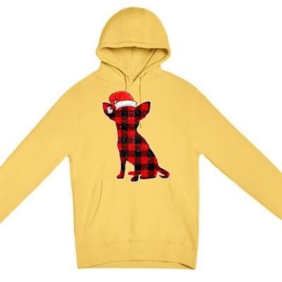 Santa Chihuahua Buffalo Plaid Gift Merry Christmas Dog Gift Premium Pullover Hoodie