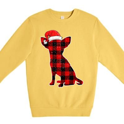 Santa Chihuahua Buffalo Plaid Gift Merry Christmas Dog Gift Premium Crewneck Sweatshirt