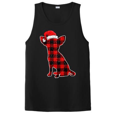 Santa Chihuahua Buffalo Plaid Gift Merry Christmas Dog Gift PosiCharge Competitor Tank