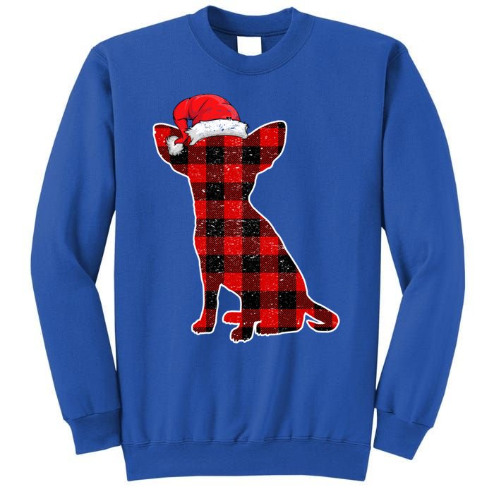 Santa Chihuahua Buffalo Plaid Gift Merry Christmas Dog Gift Sweatshirt