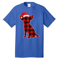 Santa Chihuahua Buffalo Plaid Gift Merry Christmas Dog Gift Tall T-Shirt