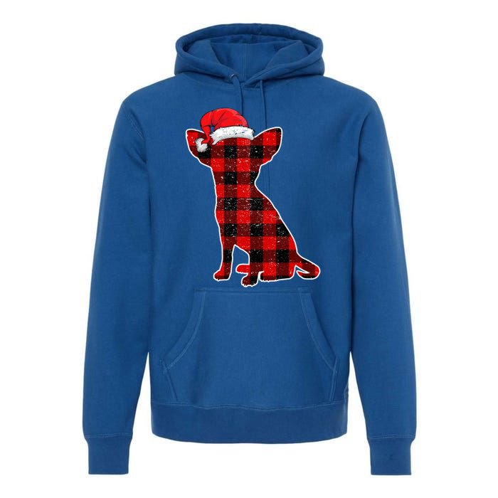 Santa Chihuahua Buffalo Plaid Gift Merry Christmas Dog Gift Premium Hoodie