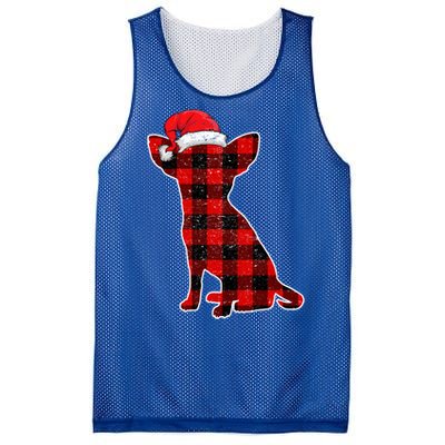 Santa Chihuahua Buffalo Plaid Gift Merry Christmas Dog Gift Mesh Reversible Basketball Jersey Tank