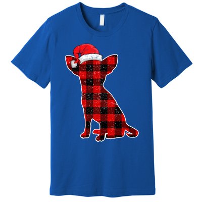 Santa Chihuahua Buffalo Plaid Gift Merry Christmas Dog Gift Premium T-Shirt