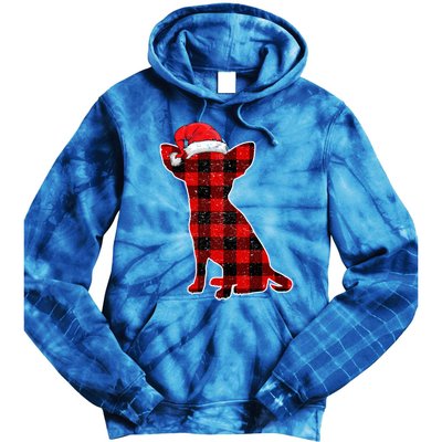 Santa Chihuahua Buffalo Plaid Gift Merry Christmas Dog Gift Tie Dye Hoodie