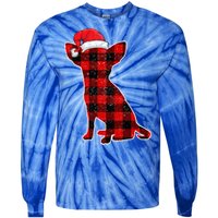 Santa Chihuahua Buffalo Plaid Gift Merry Christmas Dog Gift Tie-Dye Long Sleeve Shirt