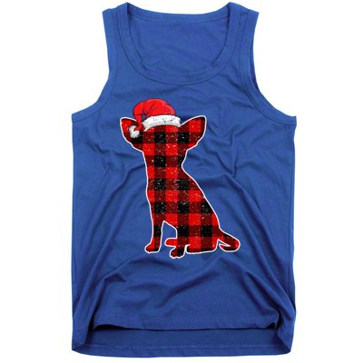 Santa Chihuahua Buffalo Plaid Gift Merry Christmas Dog Gift Tank Top