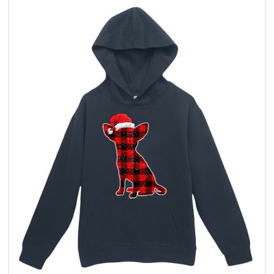 Santa Chihuahua Buffalo Plaid Gift Merry Christmas Dog Gift Urban Pullover Hoodie