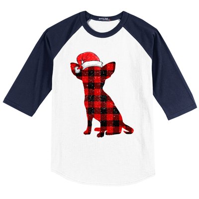 Santa Chihuahua Buffalo Plaid Gift Merry Christmas Dog Gift Baseball Sleeve Shirt