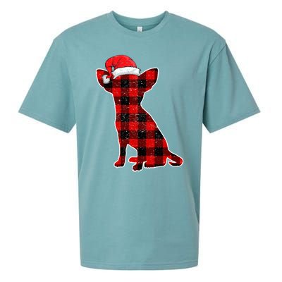 Santa Chihuahua Buffalo Plaid Gift Merry Christmas Dog Gift Sueded Cloud Jersey T-Shirt