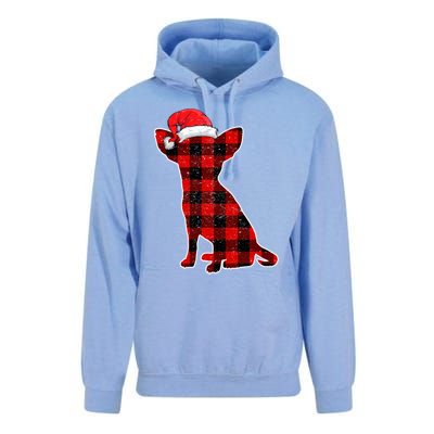 Santa Chihuahua Buffalo Plaid Gift Merry Christmas Dog Gift Unisex Surf Hoodie