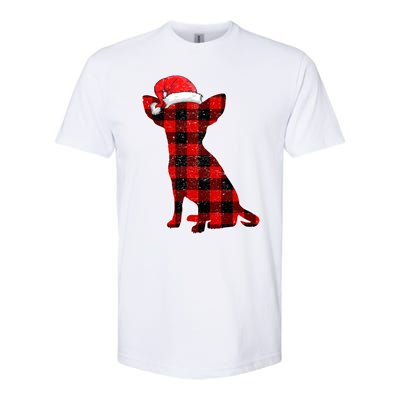 Santa Chihuahua Buffalo Plaid Gift Merry Christmas Dog Gift Softstyle CVC T-Shirt