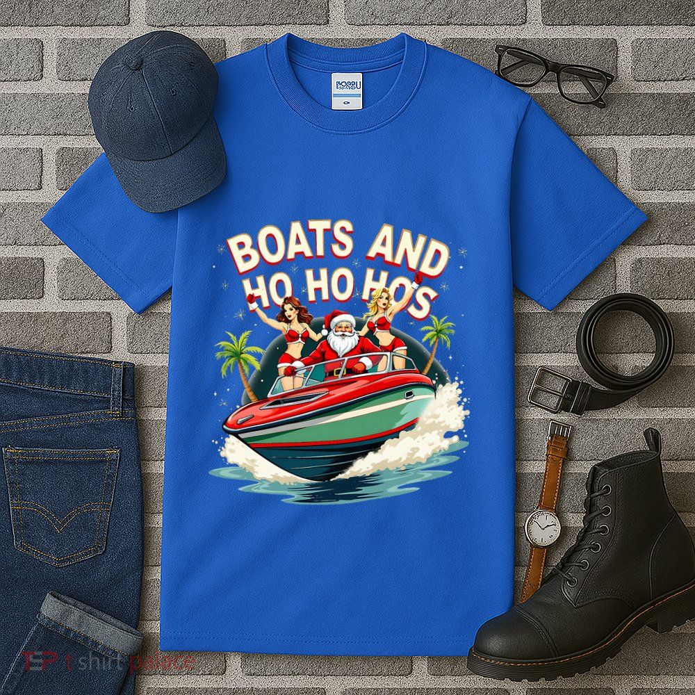 Santa Christmas Boats And Ho Ho Hos Tall T-Shirt