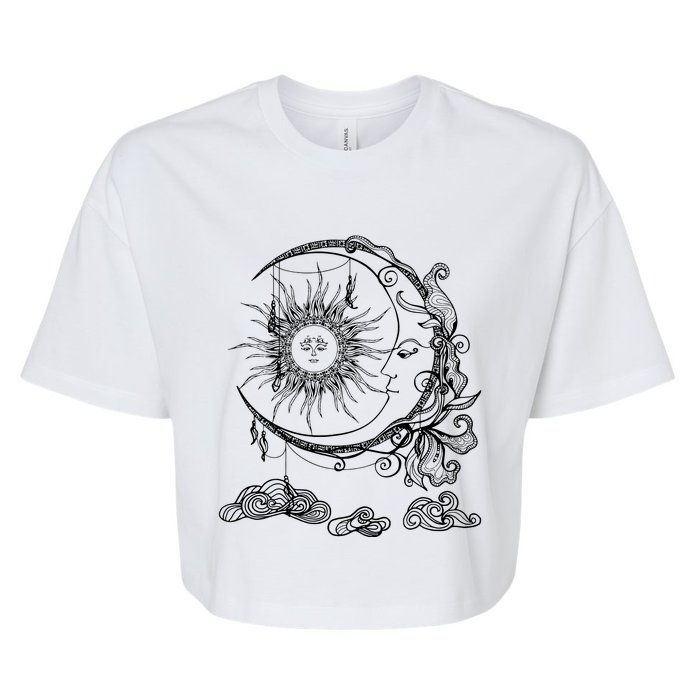 Space Celestial Bodies Sun Moon Boho Luna Solar Astronomy Bella+Canvas Jersey Crop Tee