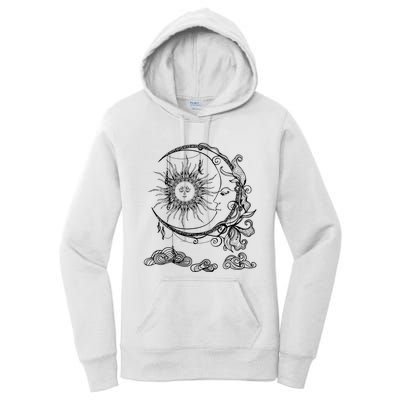 Space Celestial Bodies Sun Moon Boho Luna Solar Astronomy Women's Pullover Hoodie