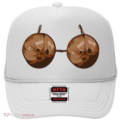 Summer Coconut Bra Halloween Costume Funny Outfit Gift High Crown Mesh Back Trucker Hat