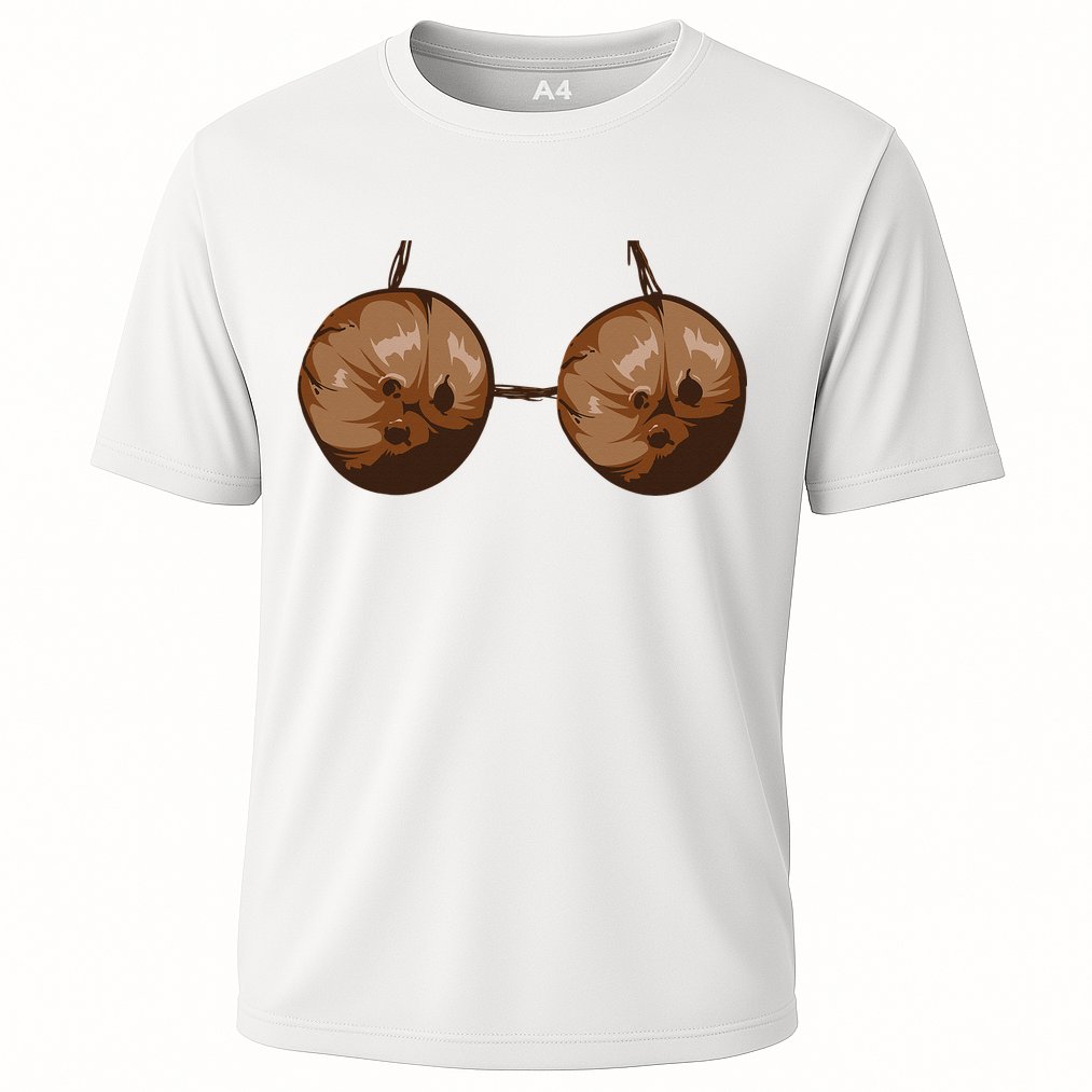 Summer Coconut Bra Halloween Costume Funny Outfit Gift Cooling Performance Crew T-Shirt