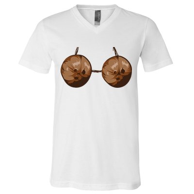 Summer Coconut Bra Halloween Costume Funny Outfit Gift V-Neck T-Shirt