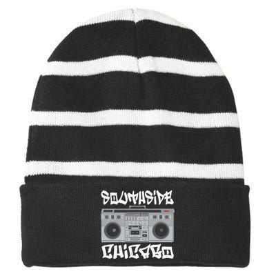 Southside Chicago Boom Box Striped Beanie with Solid Band