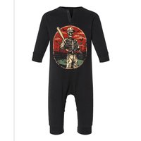 Spooky Creepy Baseball Skeleton Halloween Infant Fleece One Piece