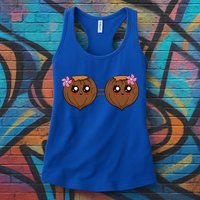 Summer Coconut Bra Halloween Costume Hawaii Aloha Beach Womens Tank Top