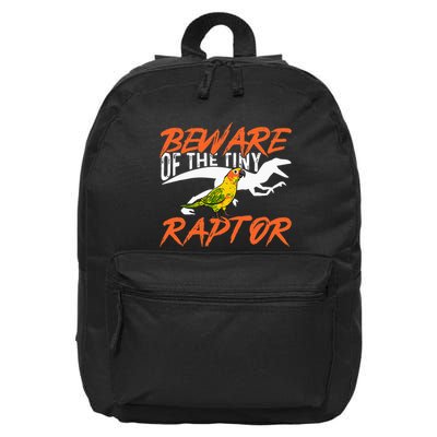 Sun Conure Beware Of The Tiny Raptor Parrot Bird Conure 16 in Basic Backpack