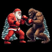 Santa Claus Boxing Bigfoot Sasquatch Christmas Cooling Performance Crew T-Shirt