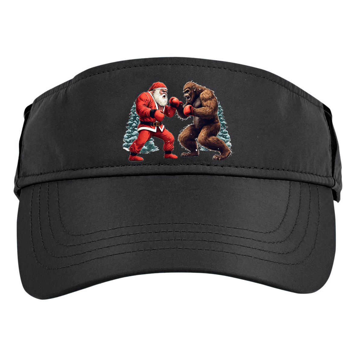 Santa Claus Boxing Bigfoot Sasquatch Christmas Adult Drive Performance Visor
