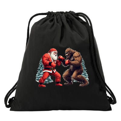 Santa Claus Boxing Bigfoot Sasquatch Christmas Drawstring Bag