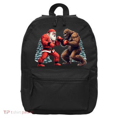 Santa Claus Boxing Bigfoot Sasquatch Christmas 16 in Basic Backpack