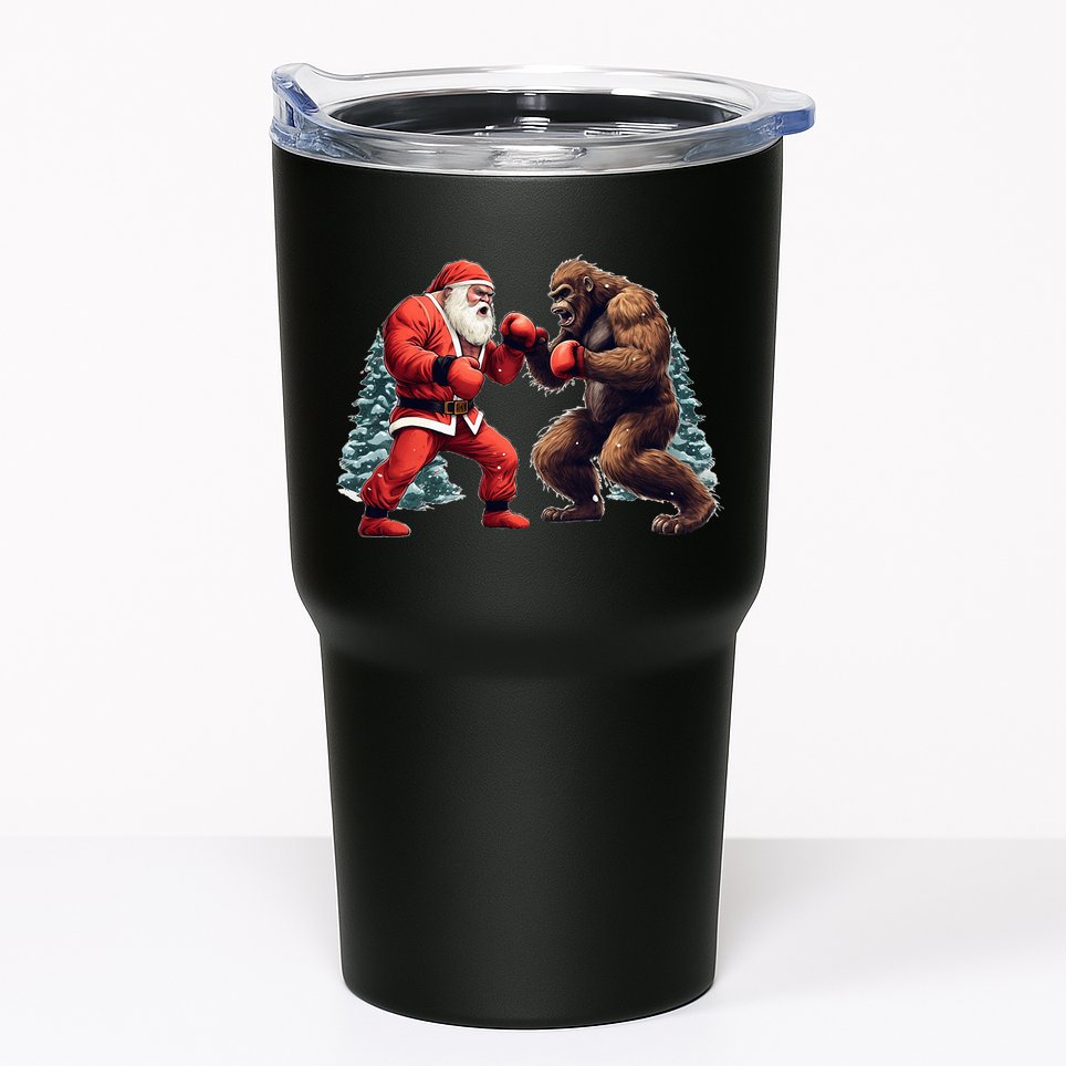 Santa Claus Boxing Bigfoot Sasquatch Christmas Tumbler