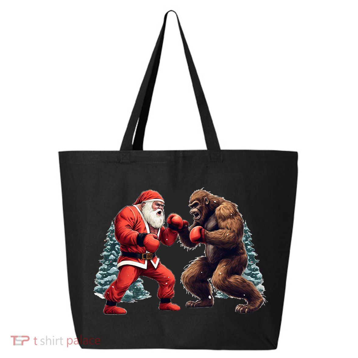 Santa Claus Boxing Bigfoot Sasquatch Christmas 25L Jumbo Tote