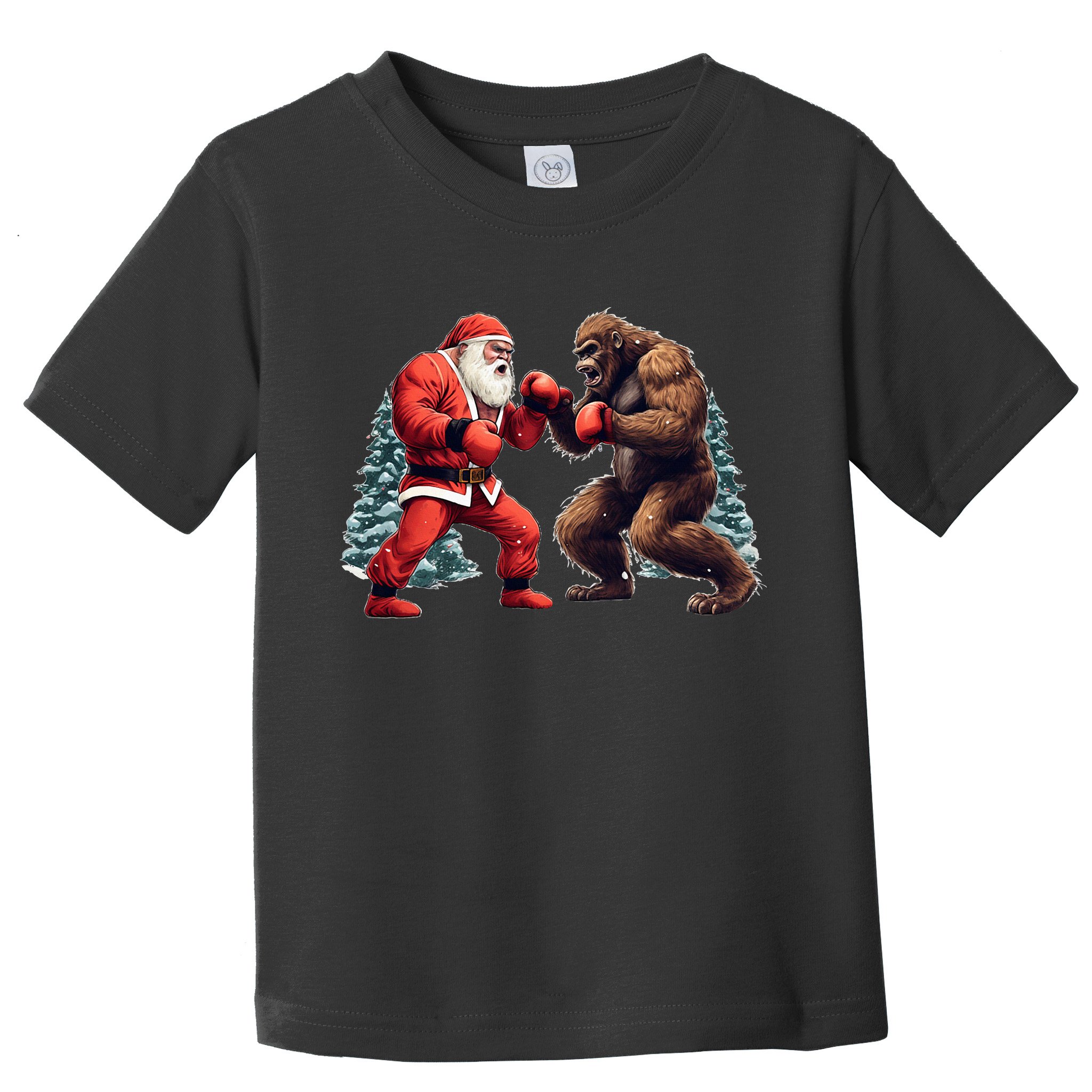 Santa Claus Boxing Bigfoot Sasquatch Christmas Toddler T-Shirt