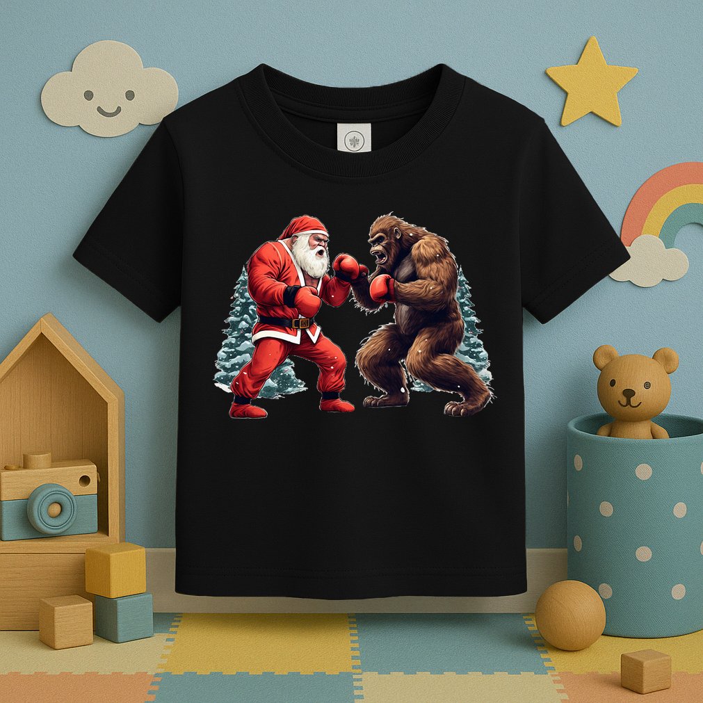 Santa Claus Boxing Bigfoot Sasquatch Christmas Toddler T-Shirt