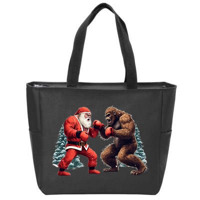 Santa Claus Boxing Bigfoot Sasquatch Christmas Zip Tote Bag