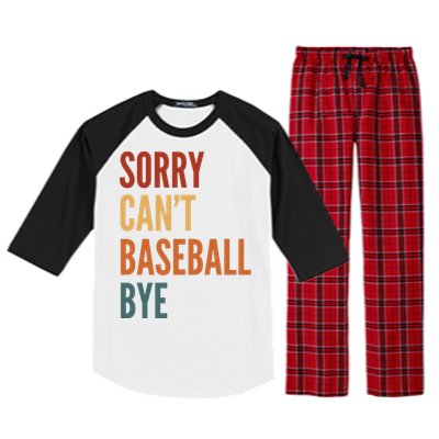 Sorry CanT Baseball Bye Raglan Sleeve Pajama Set