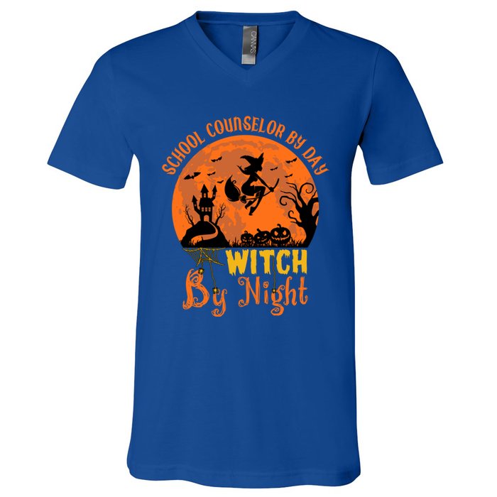 School Counselor By Day Witch By Night Halloween Costume Cute Gift V-Neck T-Shirt